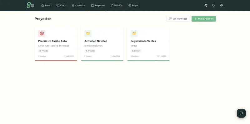 Sistema de Proyectos CRM para WhatsApp: Guía Completa de Funcionalidades