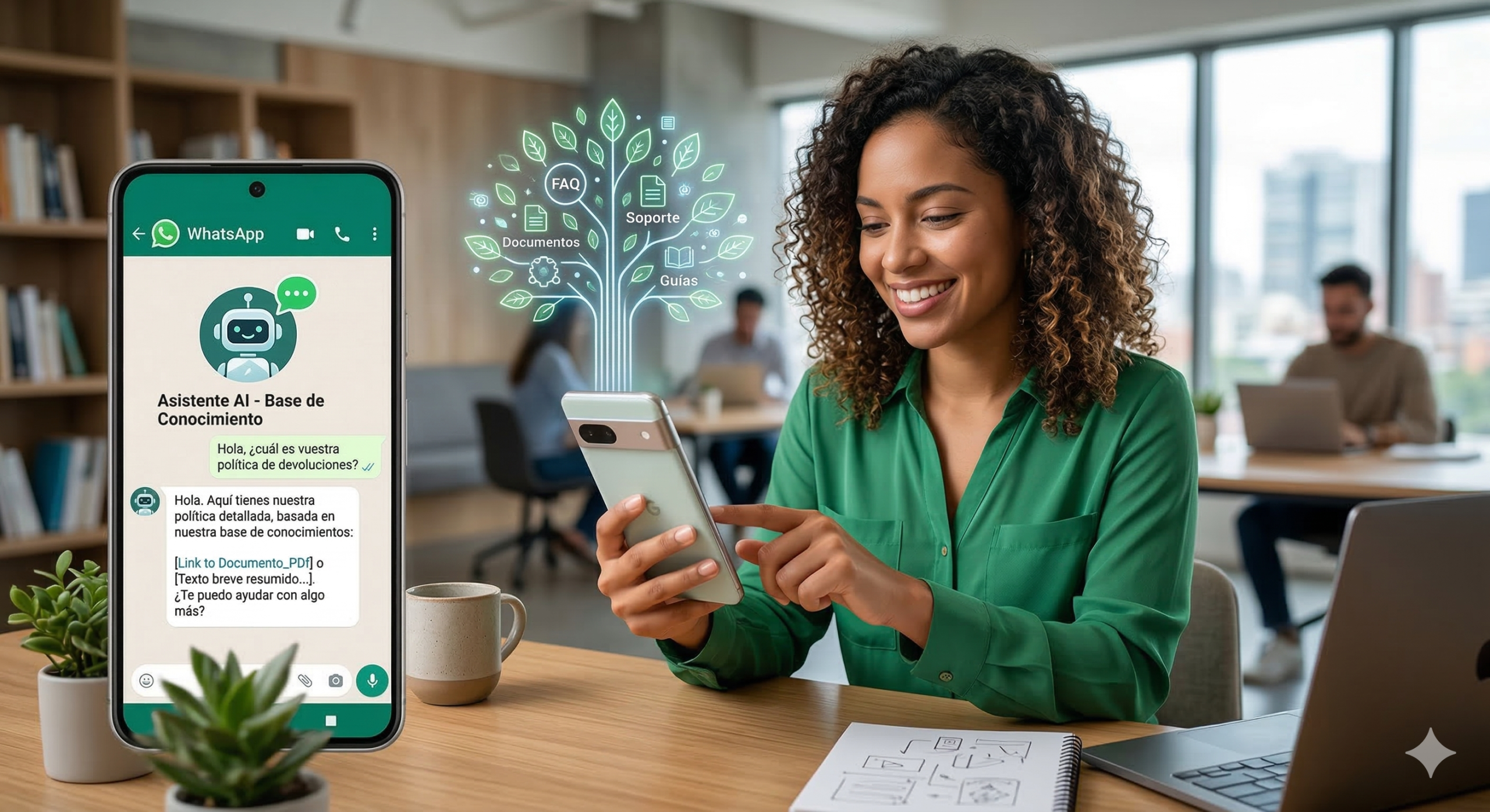 base conocimiento chatbot ia whatsapp
